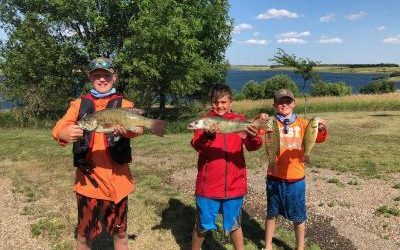 Each kids big fish for the day on Oahe